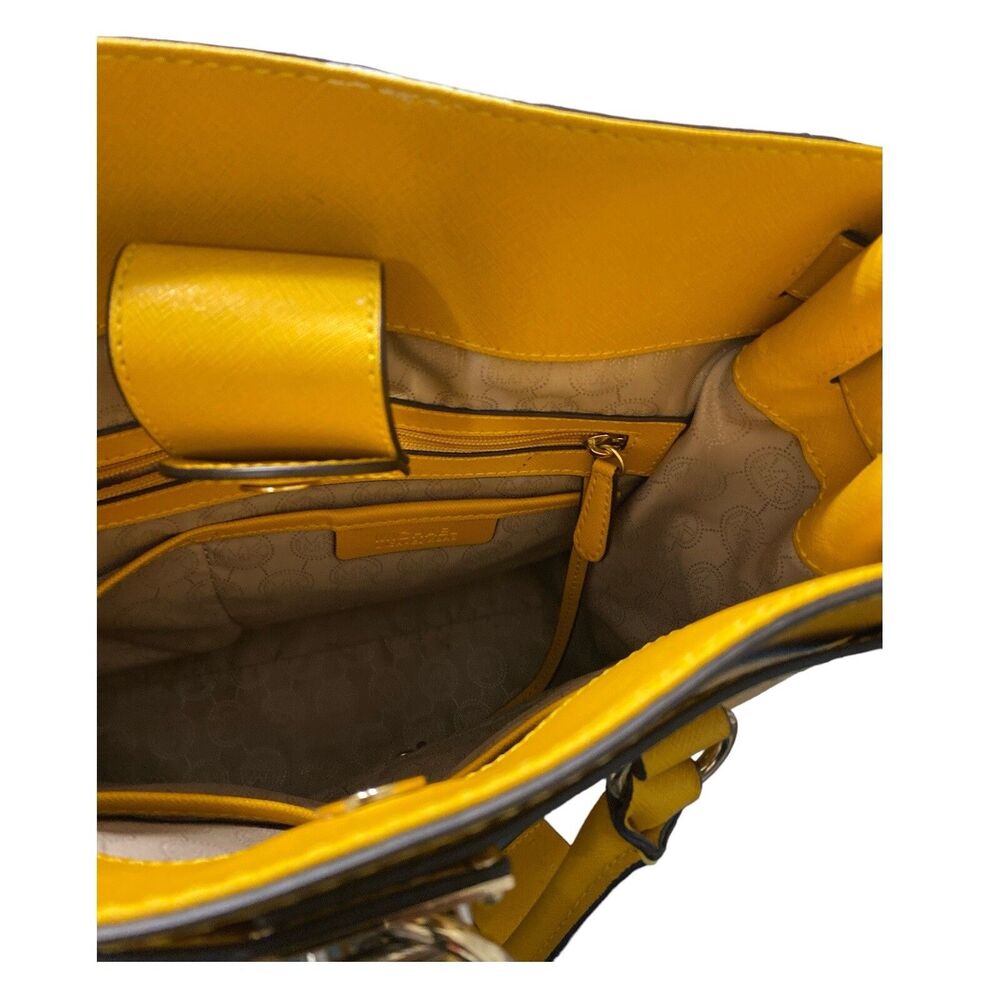 Michael Kors Womens Yellow Saffiano Leather Large Purse - Picture 7 of 8